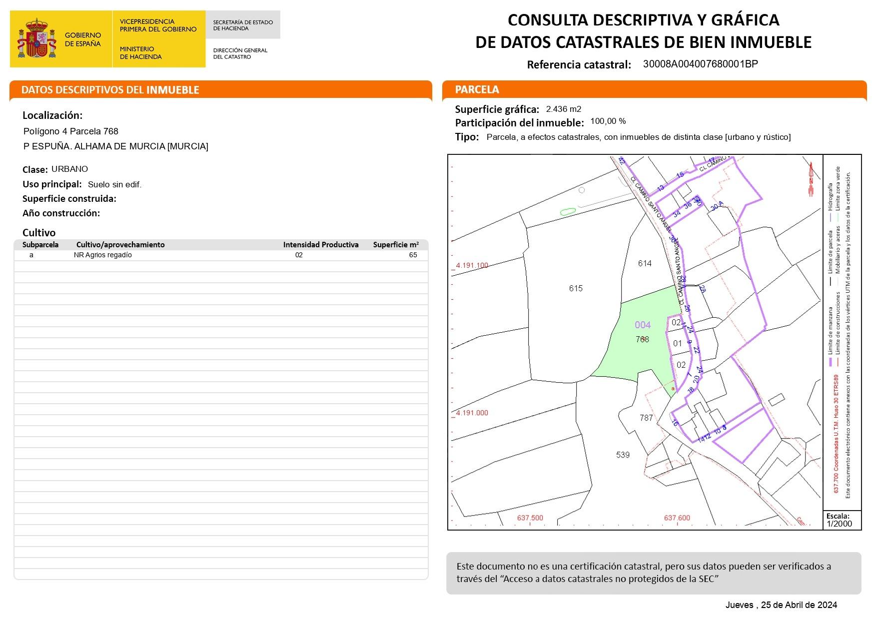 Terreno rural en venta en Los Secanos, Alhama de Murcia
